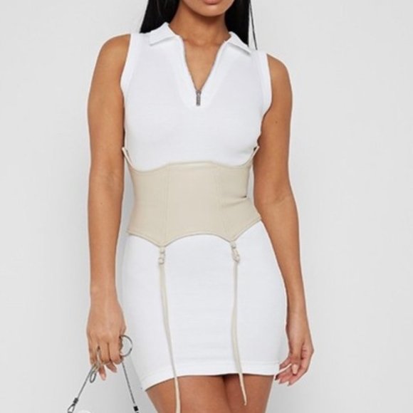 Maniere De Voir Dresses & Skirts - Manière De Voir - Polo Dress with Suspender Corset (WHITE)